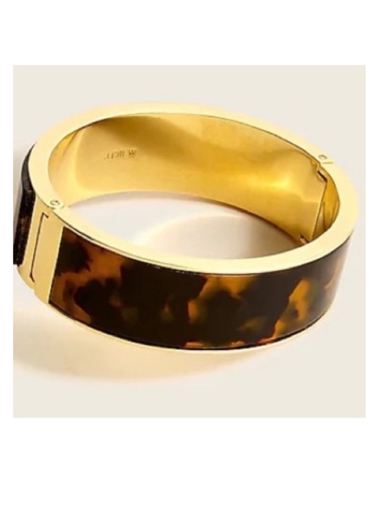 J. Crew Jewelry - J Crew Tortoiseshell Resin Hinged Bangle with Gold Tone Trim